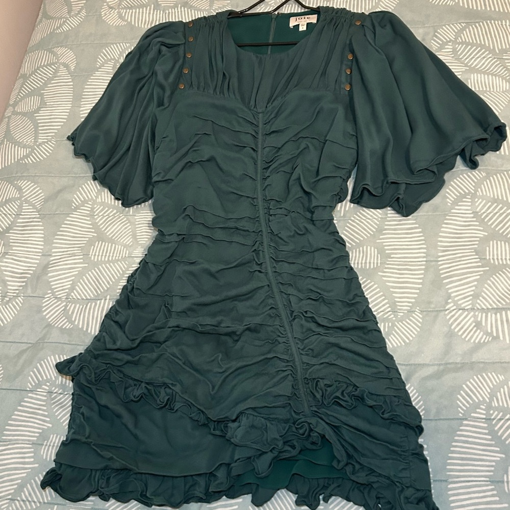 Chic Teal Ruffle Mini Dress